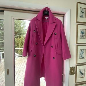 Pink car coat.